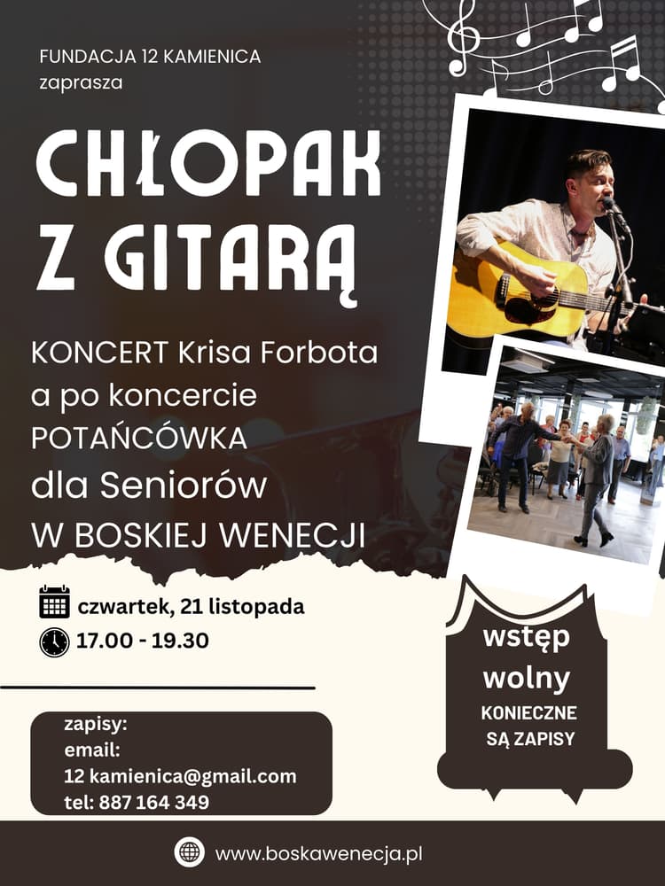 Kris Forbot. CHŁOPAK Z GITARĄ. Koncert dla Seniorów i potańcówka